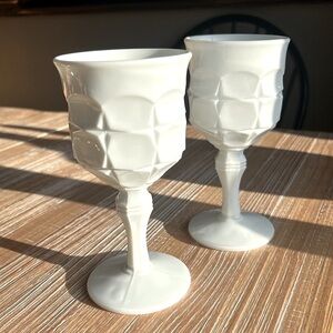 Indiana Glass Constellation Pattern White Milk Glass Water Wine Goblet. -2
